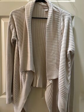 Banana Republic Cream Ribbed Open-Front Cardigan